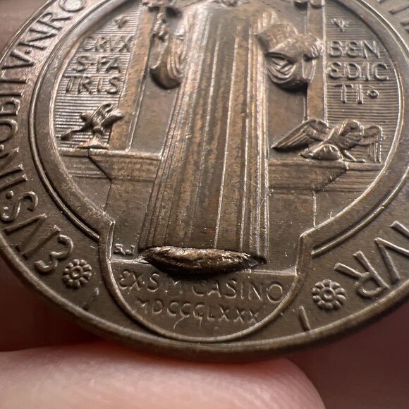 Saint Benedict Jubilee Medal 1880 Large Pendant Wards Against Evil Exorcism - Picture 7 of 8